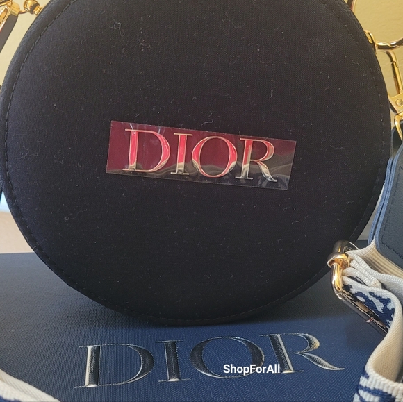 💥💥 Dior Vanity Pouch Makeup Case with inner mirror Black circular 15×7c - Picture 7 of 15